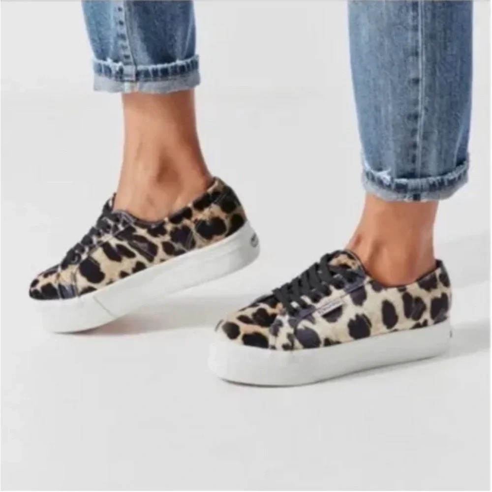 Superga leopard print textured platform sneakers 36